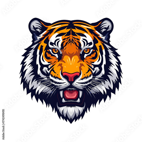 Illustration of a tiger head with an open mouth roar