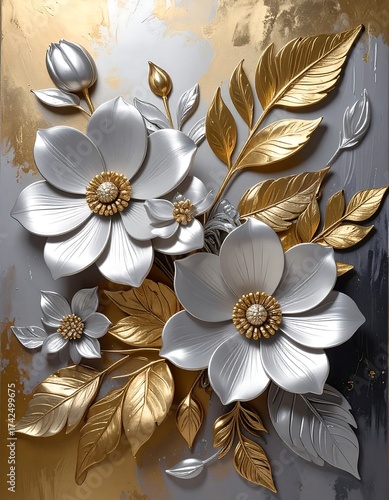 Elegant arrangement of silver and gold florals