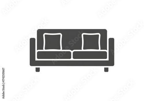 Minimal icon of a modern sofa icon — no background, no shadow PNG