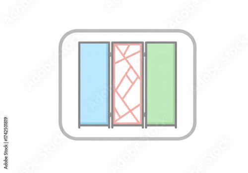 Minimal icon of a room divider screen — no background, no shadow PNG