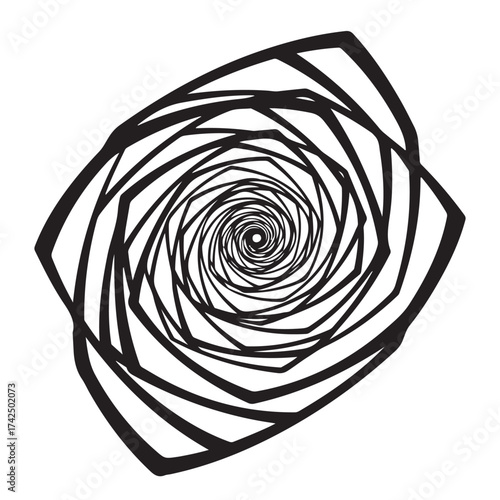 Abstract Black and White Geometric Spiral Swirl Pattern