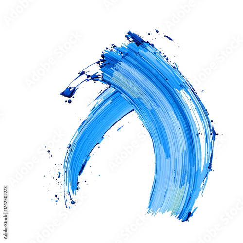 Abstract blue paint stroke on a transparent background artistic brushstroke illustration for design elements