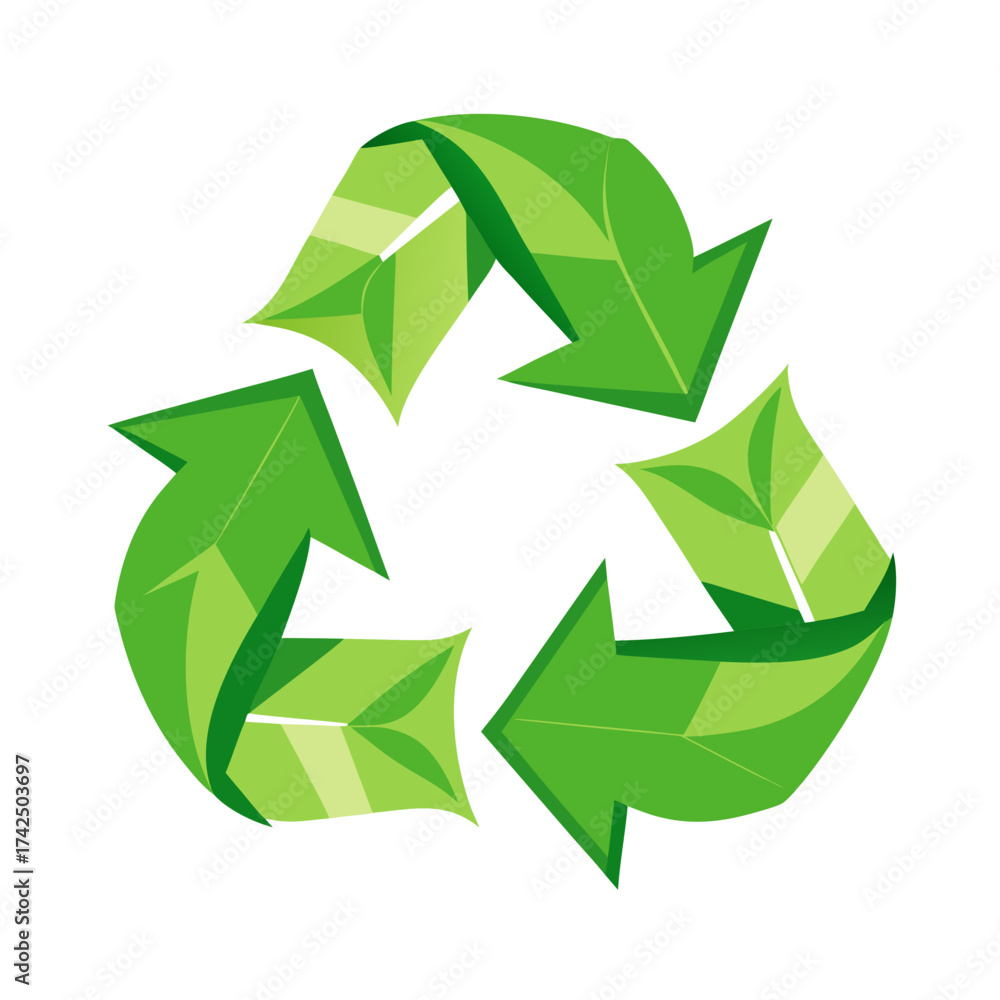 Fototapeta premium recycle symbol on green background