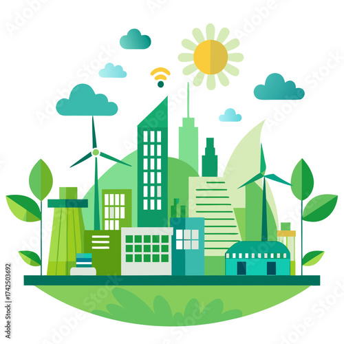 eco city landscape with city