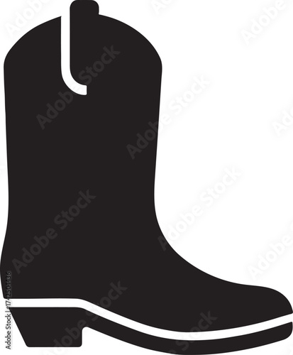 Cowboy boots silhouette, western footwear vector, rustic style and country EPS icon.