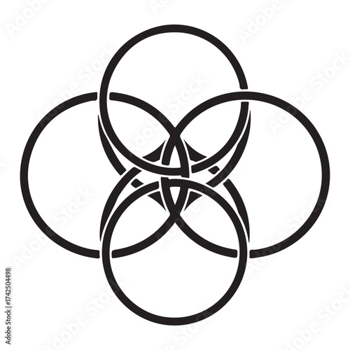 Abstract Interlocking Rings Geometric Knot Pattern