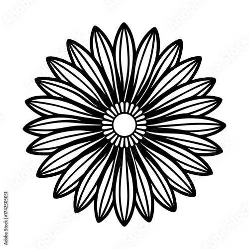 Minimalist daisy line art vector illustration with elegant negative space design