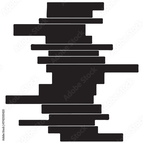 Abstract Black Horizontal Bars Pattern on a Clean White Background