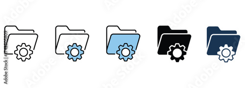WebStreamline your data management with these sleek folder settings icons, perfect for web design, app interfaces, or presentations requiring a modern and professional visual edge