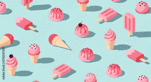 seamless pattern with ice cream