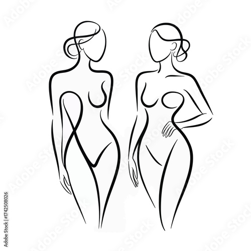 Minimalist abstract female form line art vector illustration scalable eps graphic design silhouette vector illustration white background