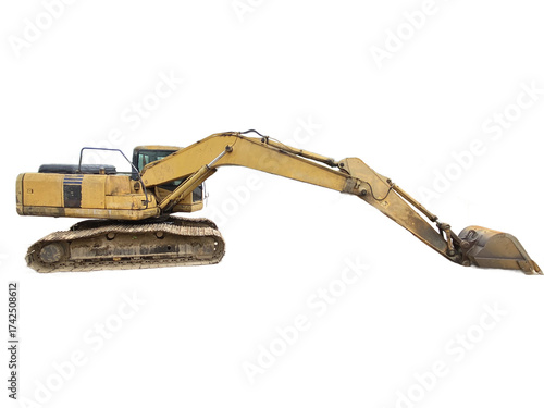 фотографія yellow excavator on transparent white background png