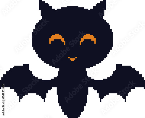 Vector Pixel Art Happy Halloween Bat