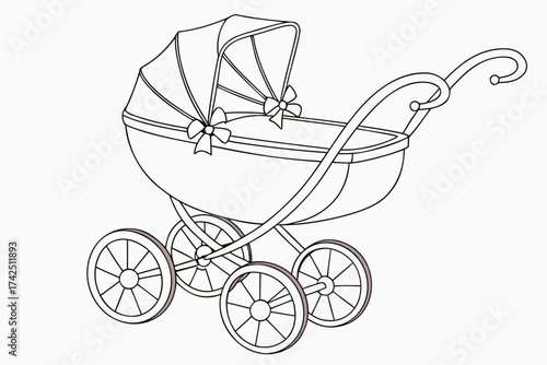 baby carriage on a white