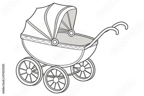 baby carriage on white background