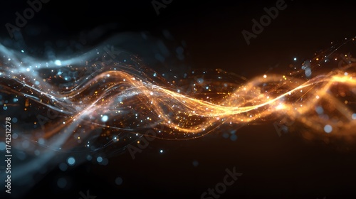 Abstract energy wave background with glowing particles and light effects for wallpaper and design use