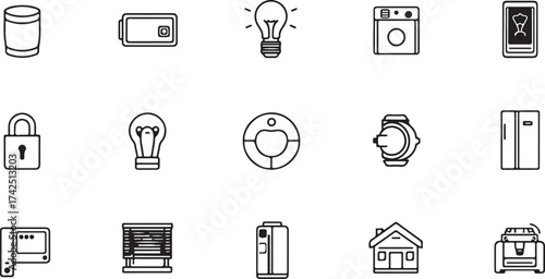 Artline Silhouette Smart Home Devices Mono Line Vector Icon Collection