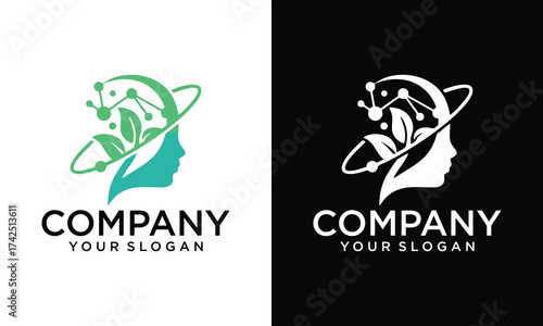 Creative Human Face Tree Nature Logo Design Vector Template Icon