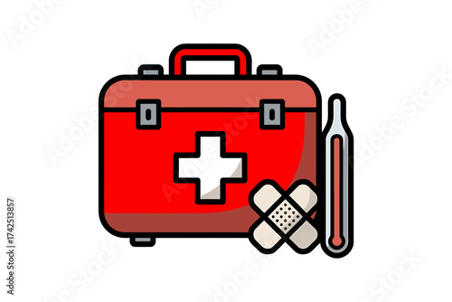 Vector art of first aid kit, medical equipment vector design