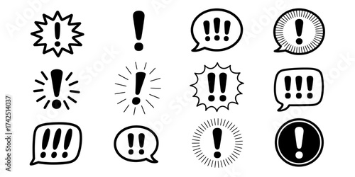 Vector art of hand drawn exclamation point icons collection