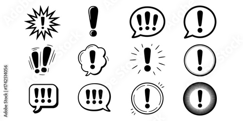 Vector art of collection of hand drawn exclamation point icons