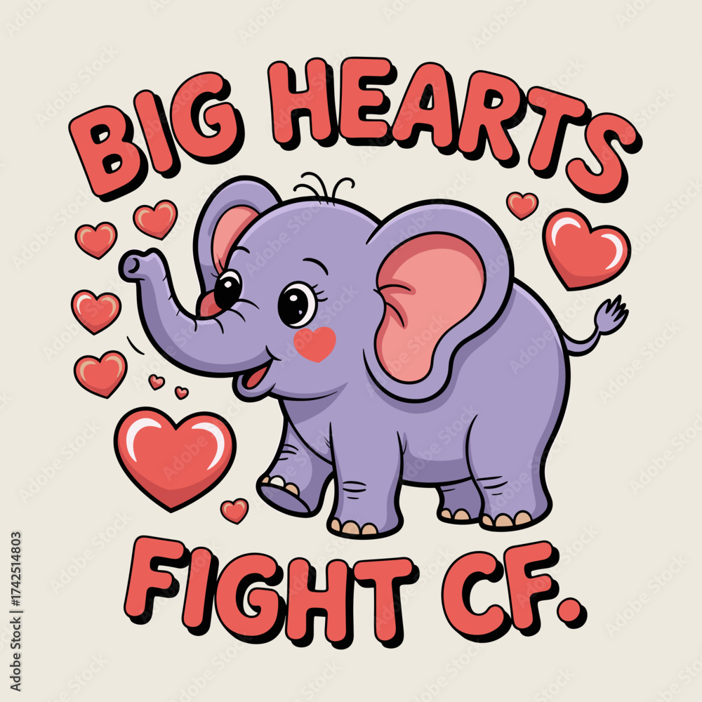 Naklejka premium Big Hearts Fight CF Elephant Awareness Design