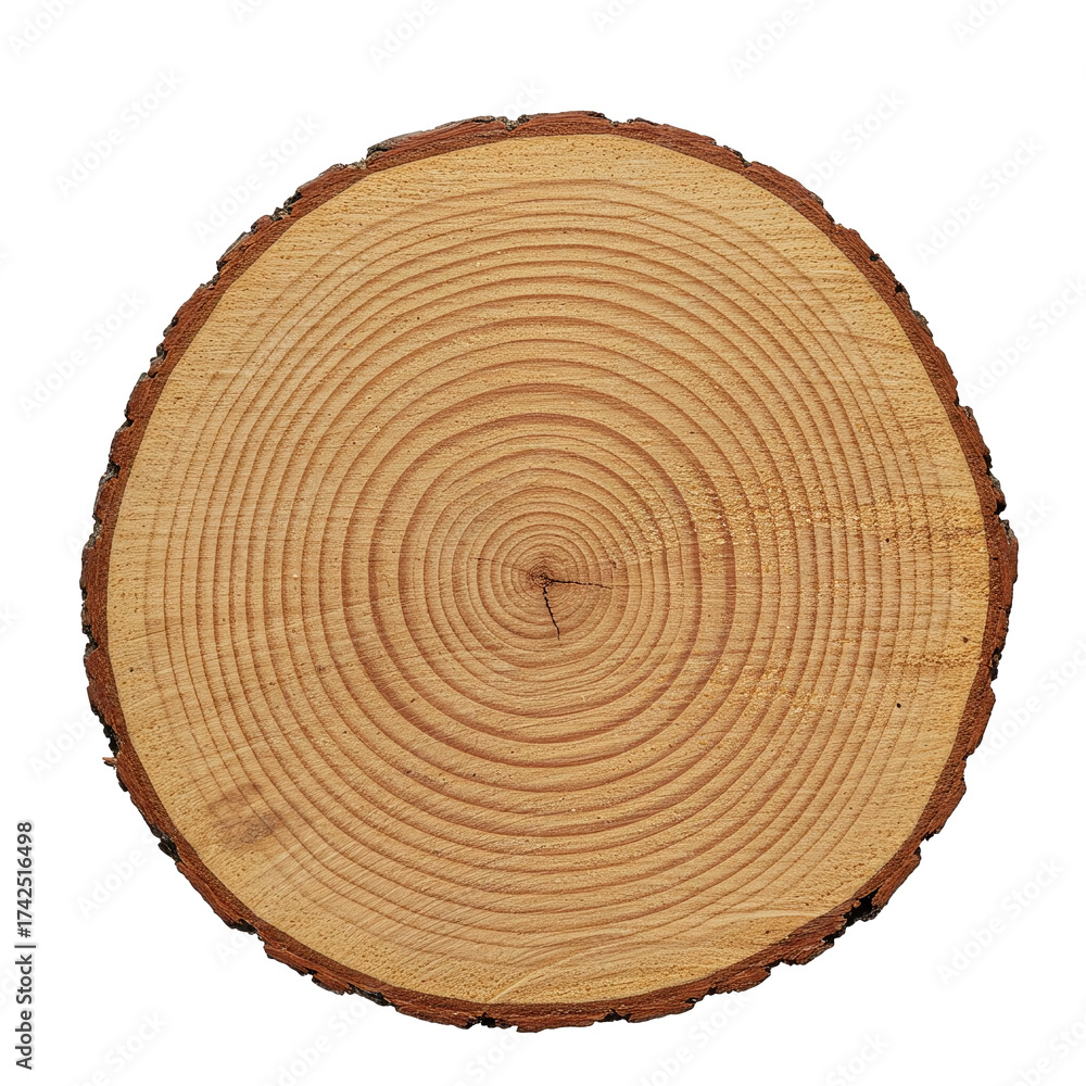 Fototapeta premium Detailed cross-section of a tree trunk showing annual growth rings