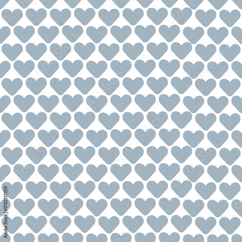Grey heart pattern, minimal seamless background, vector illustration.