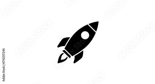 Black and White Rocket Illustration Representing Innovation and Success