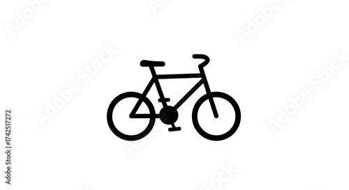 Black bicycle icon on a white background, a minimalist representation