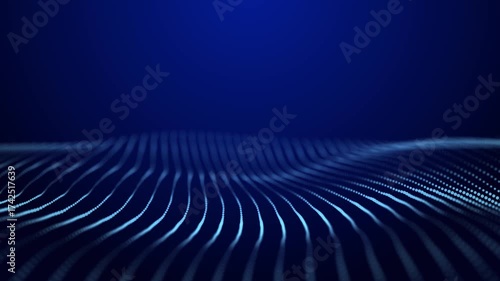 Abstract blue futuristic background. Technological wave of information data flow. 3D rendering.