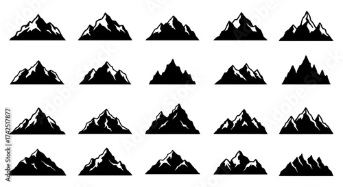 Collection of mountain silhouette vector illustration for outdoor adventure logo