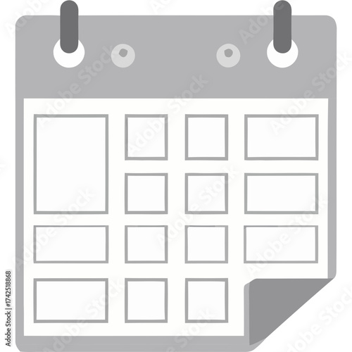 Monochrome calendar symbol representing time management, deadlines, and organization. Isolated vector graphic for agenda and date concepts