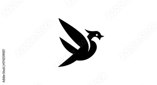 Minimalist black bird logo design for corporate identity and branding