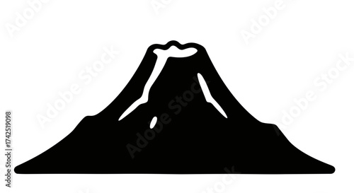 Minimalist Mountain Illustration with Snow-Capped Peak in Black and White