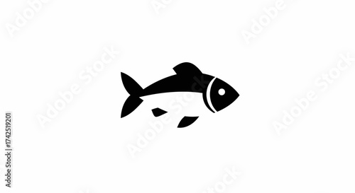 Minimalistic Fish Icon Design Isolated on White Background for Creative Projects