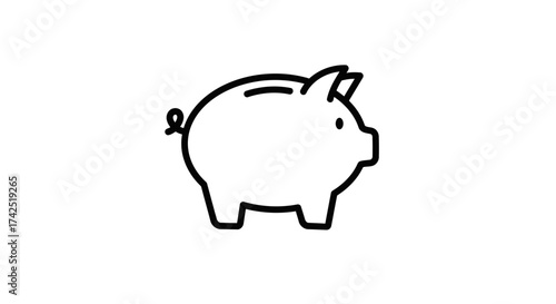 Minimalistic Piggy Bank Illustration for Financial Concepts and Savings Depictions