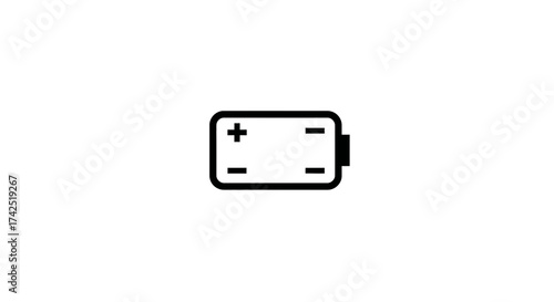 Minimalistic vector icon depicting a battery cell on a clean white background