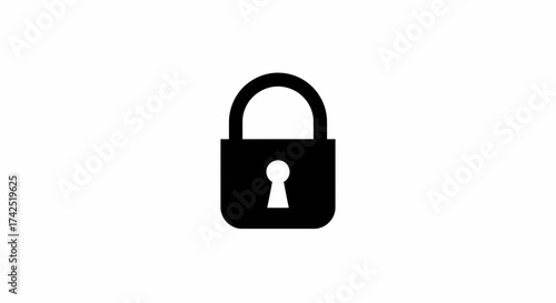 Simple black padlock icon on white background for security concept design