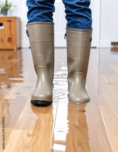 Water damage on wooden floor