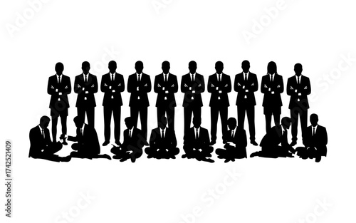 Business people silhouettes vector illustration design, diverse group of male and female business isolated, entrepreneurial, working, corporate staff, office work environment, leadership and success