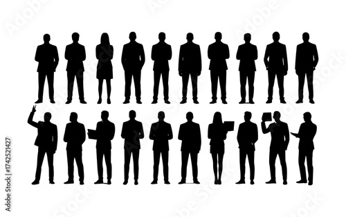 Business people silhouettes vector illustration design, diverse group of male and female business isolated, entrepreneurial, working, corporate staff, office work environment, leadership and success