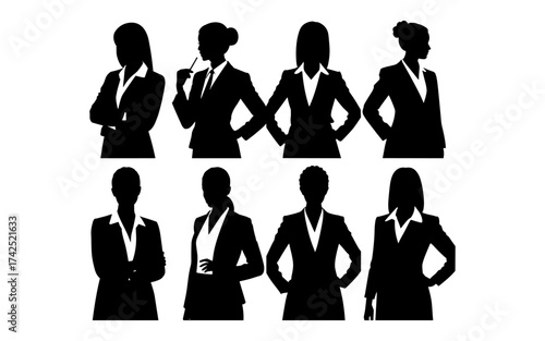 Business people silhouettes vector illustration design, diverse group of male and female business isolated, entrepreneurial, working, corporate staff, office work environment, leadership and success