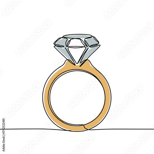 Diamond engagement ring design with a sparkling stone on a white background  
