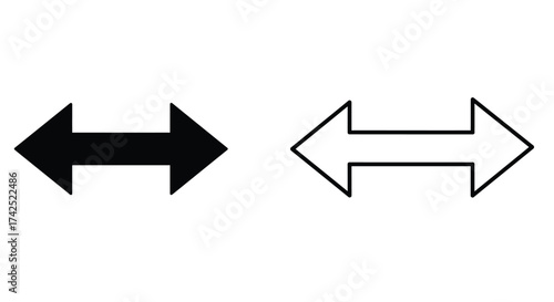 Two opposing arrows one solid black and one outlined in white