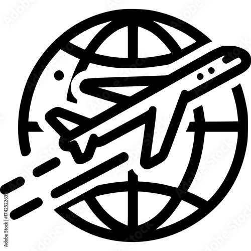Global Journey: An airplane takes flight, soaring around the globe, representing international travel, exploration, and the spirit of adventure.