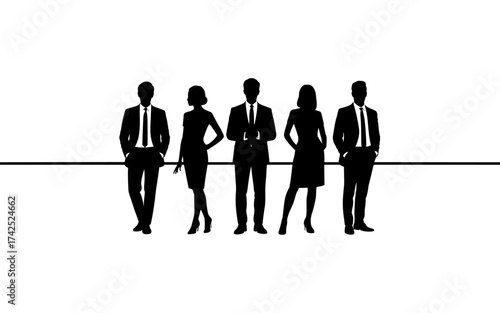 Business people silhouettes vector illustration design, diverse group of male and female business isolated, entrepreneurial, working, corporate staff, office work environment, leadership and success