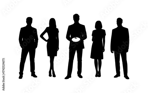 Business people silhouettes vector illustration design, diverse group of male and female business isolated, entrepreneurial, working, corporate staff, office work environment, leadership and success