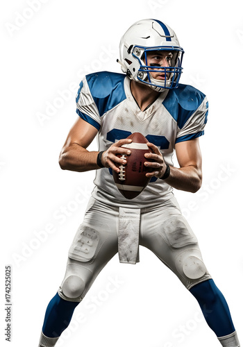 American Football Player with Ball - Transparent PNG Cutout