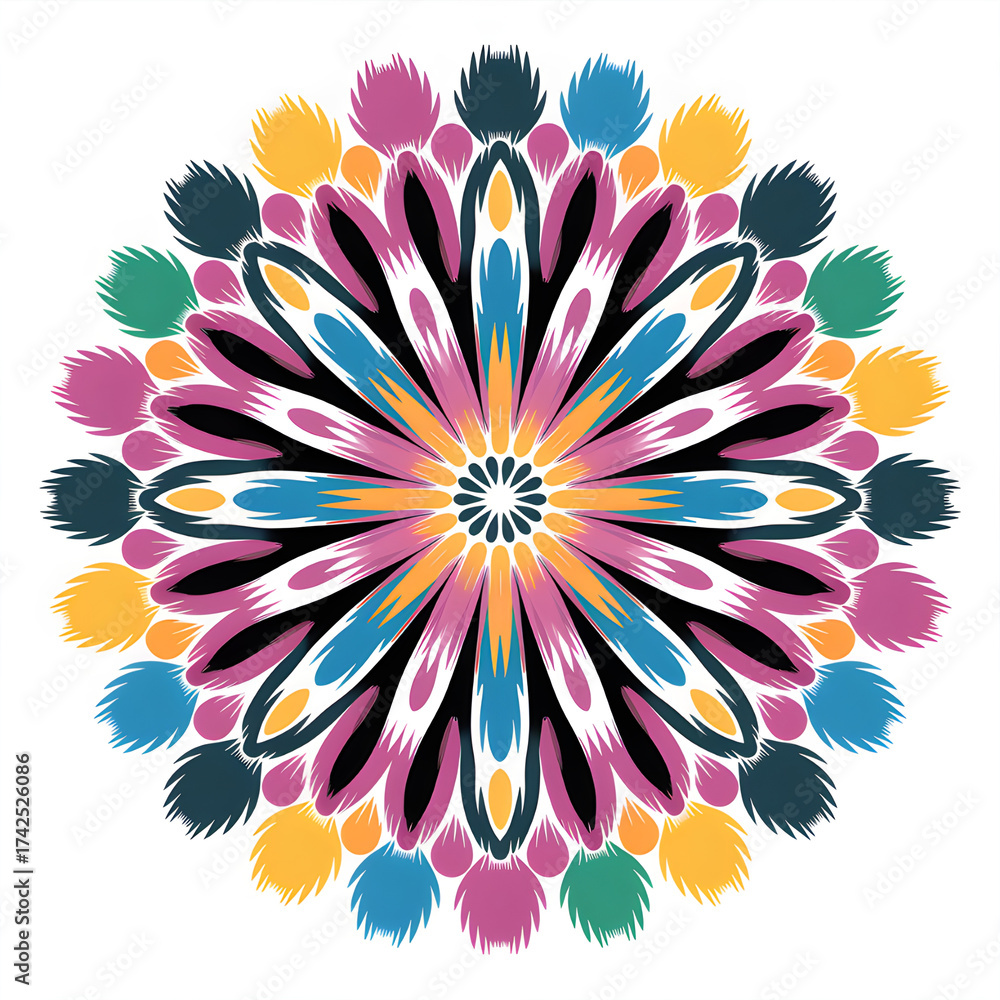 Fototapeta premium A mesmerizing flower mandala radiating peace and spiritual connection in intricate floral design on